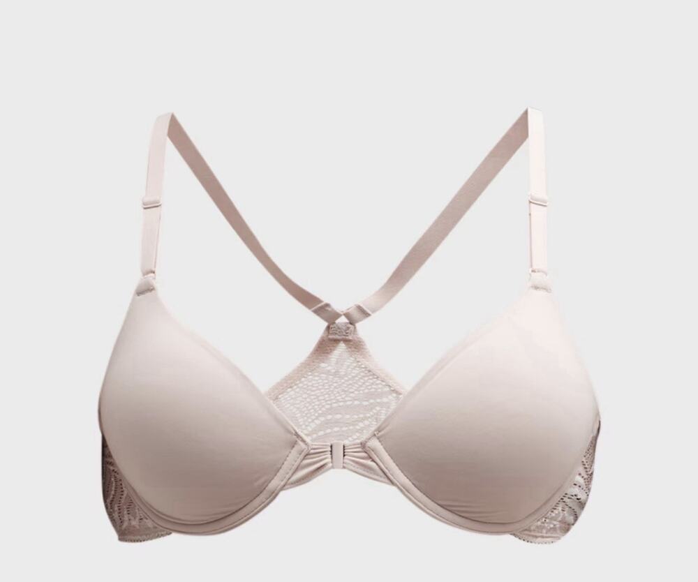 Lush Lace-Back Front-Closure Contour Bra Size 36C (am5)